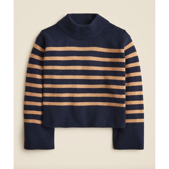 J.Crew Chunky Crewneck Sweater Supersoft Yarn Cropped Oversized Navy XS NWT - Picture 1 of 12